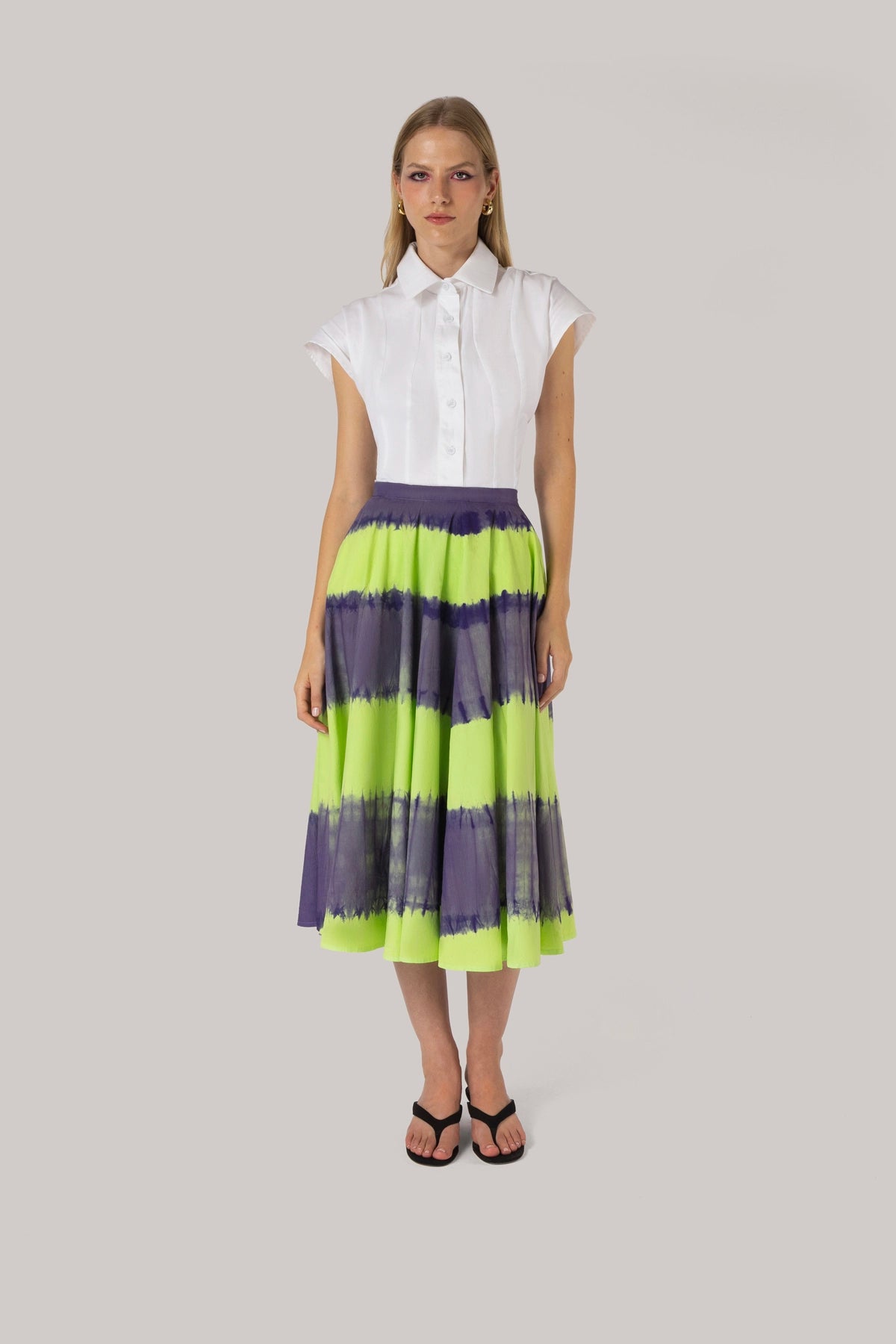 Sharon Skirt Purple and Green Tie Dye Cotton
