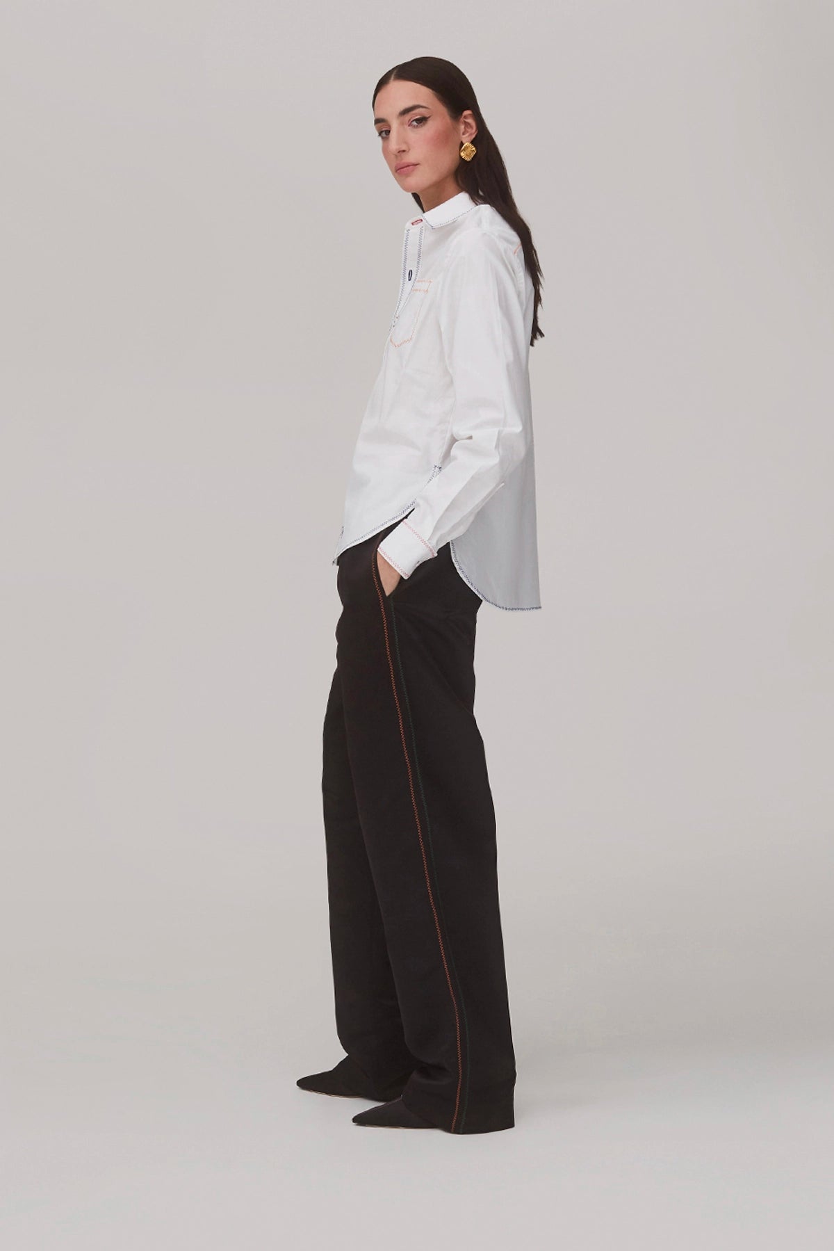 Layla Buttondown Shirt In White Percale