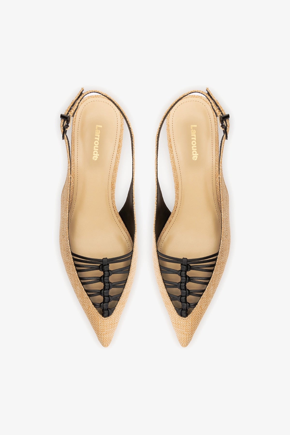Nara Pump In Beige Raffia and Black Leather