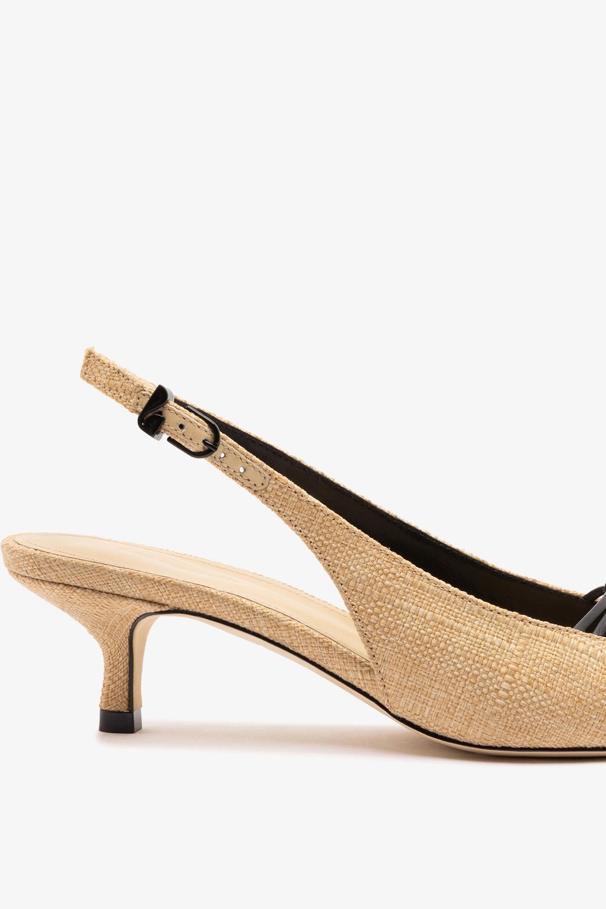 Nara Pump In Beige Raffia and Black Leather