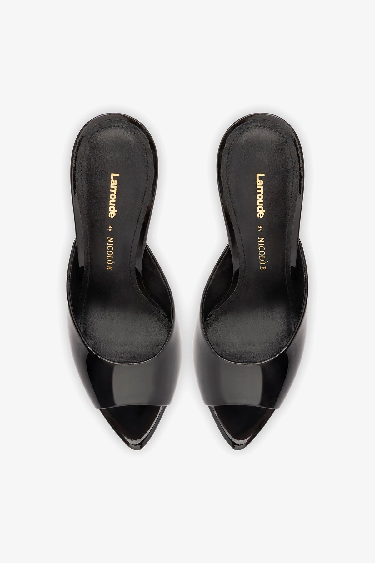 Larroudé x Nicolò B.: Malibu Mule Black Patent Leather
