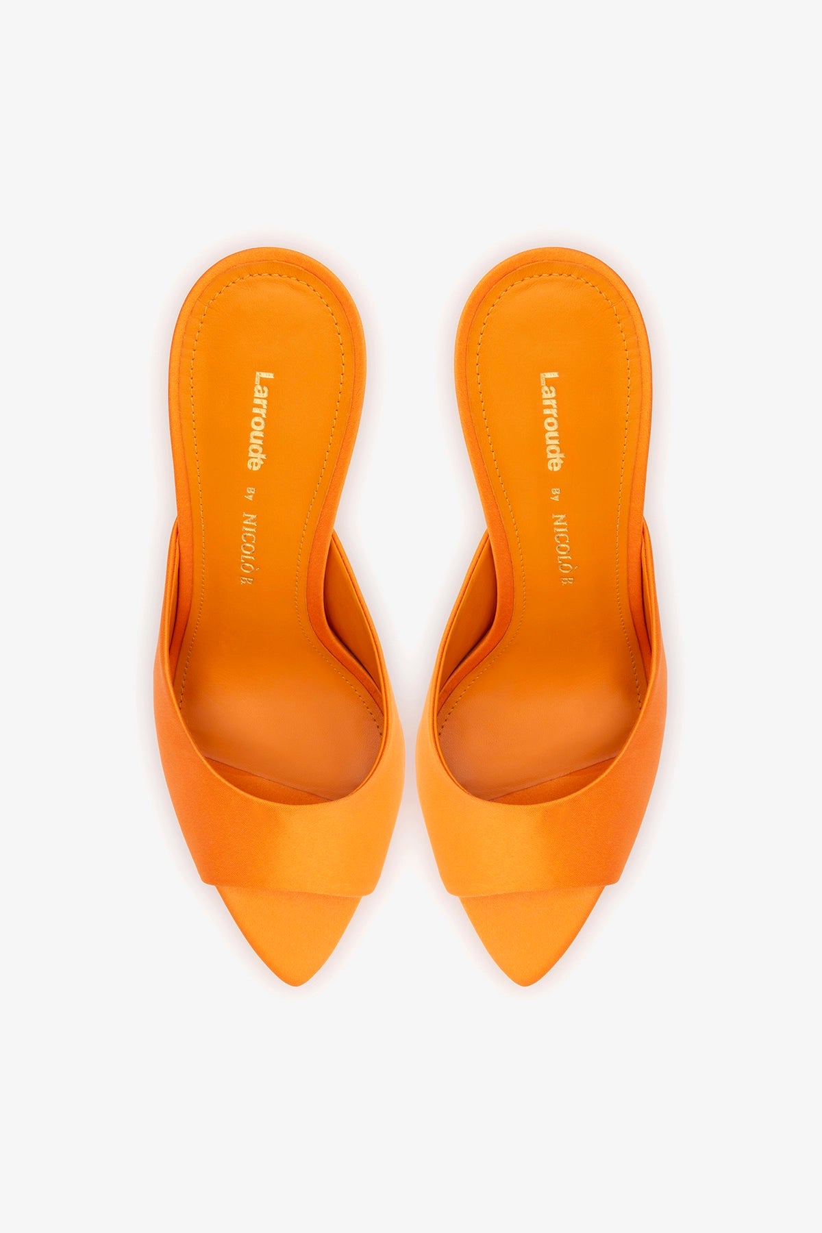Larroudé x Nicolò B.: Malibu Mule Tangerine Satin