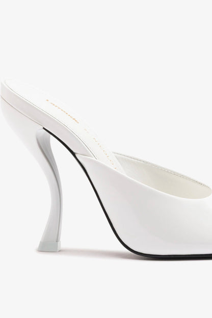 Larroudé x Nicolò B.: Malibu Mule White Patent Leather