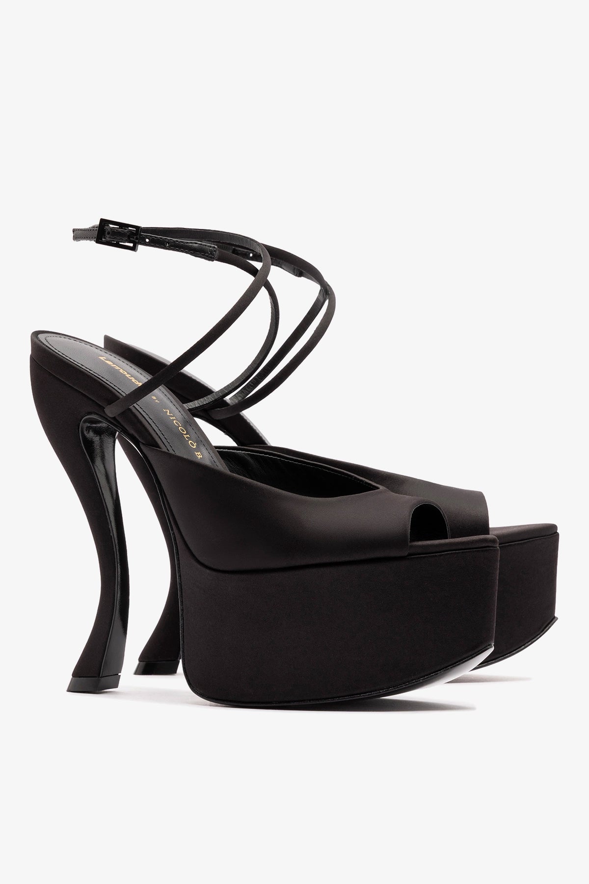 Larroudé x Nicolò B.: Lola Sandal Black Satin
