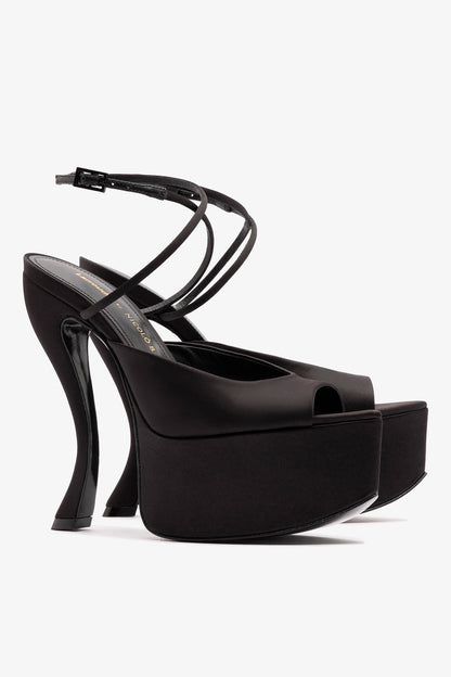 Larroudé x Nicolò B.: Lola Sandal Black Satin
