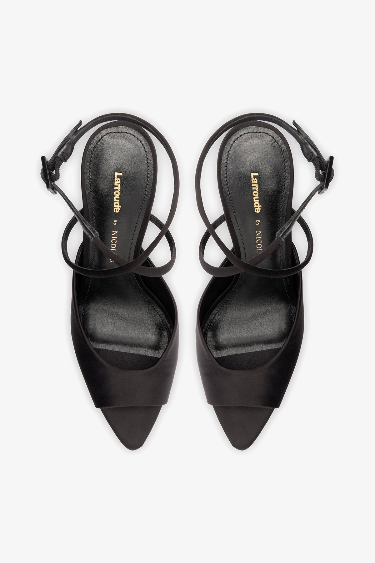 Larroudé x Nicolò B.: Lola Sandal Black Satin