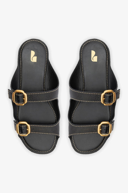 Amalfi Flat Black Leather