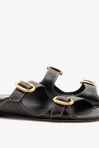Amalfi Flat Black Leather