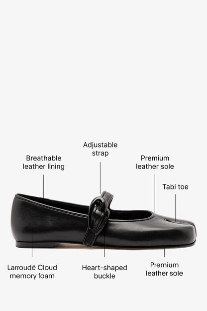 Verona Tabi Ballet Flat Black Leather