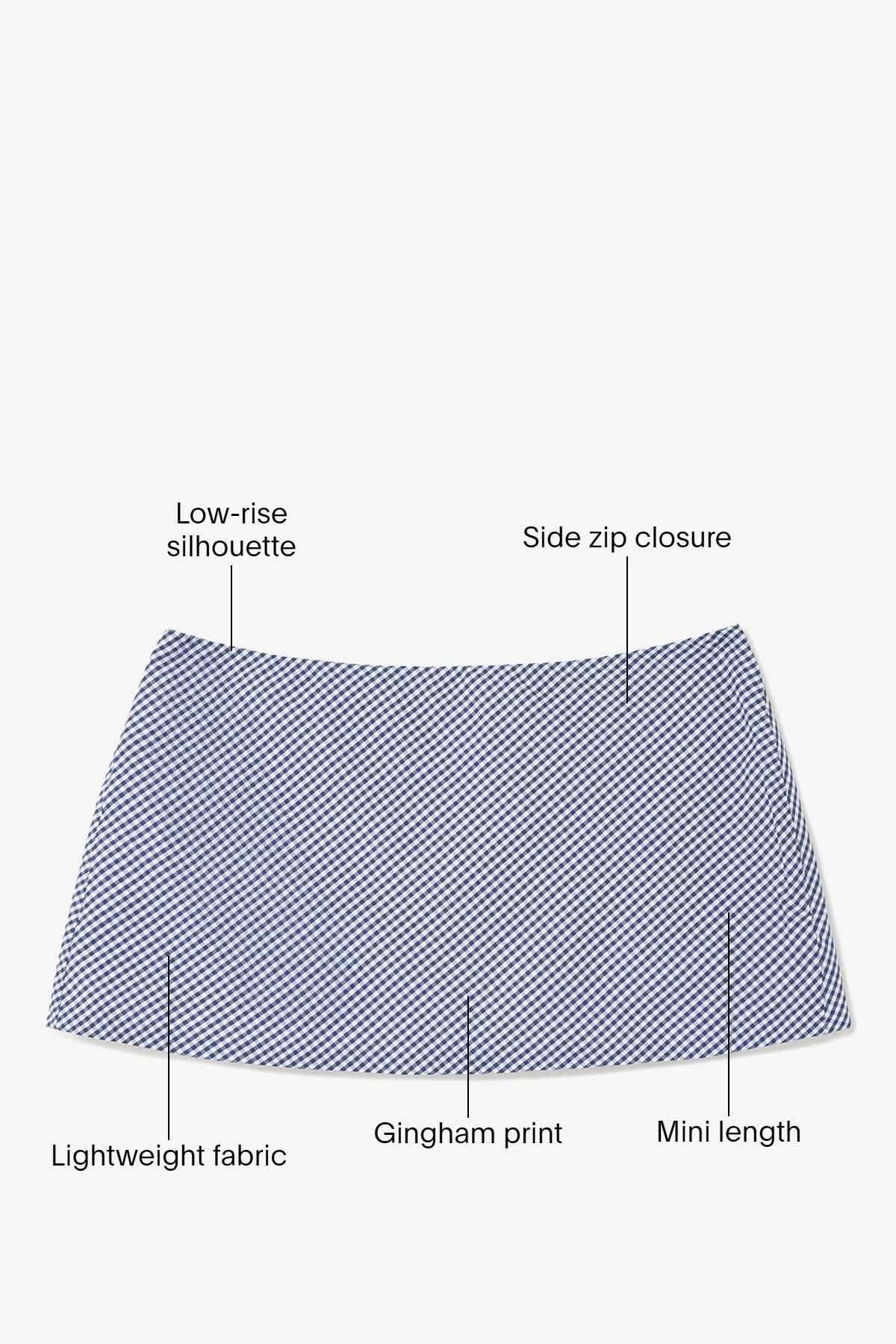 Ava Mini Skirt Navy Gingham Cotton