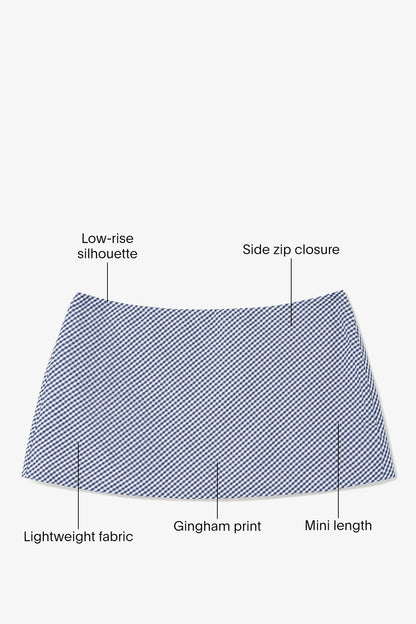 Ava Mini Skirt Navy Gingham Cotton