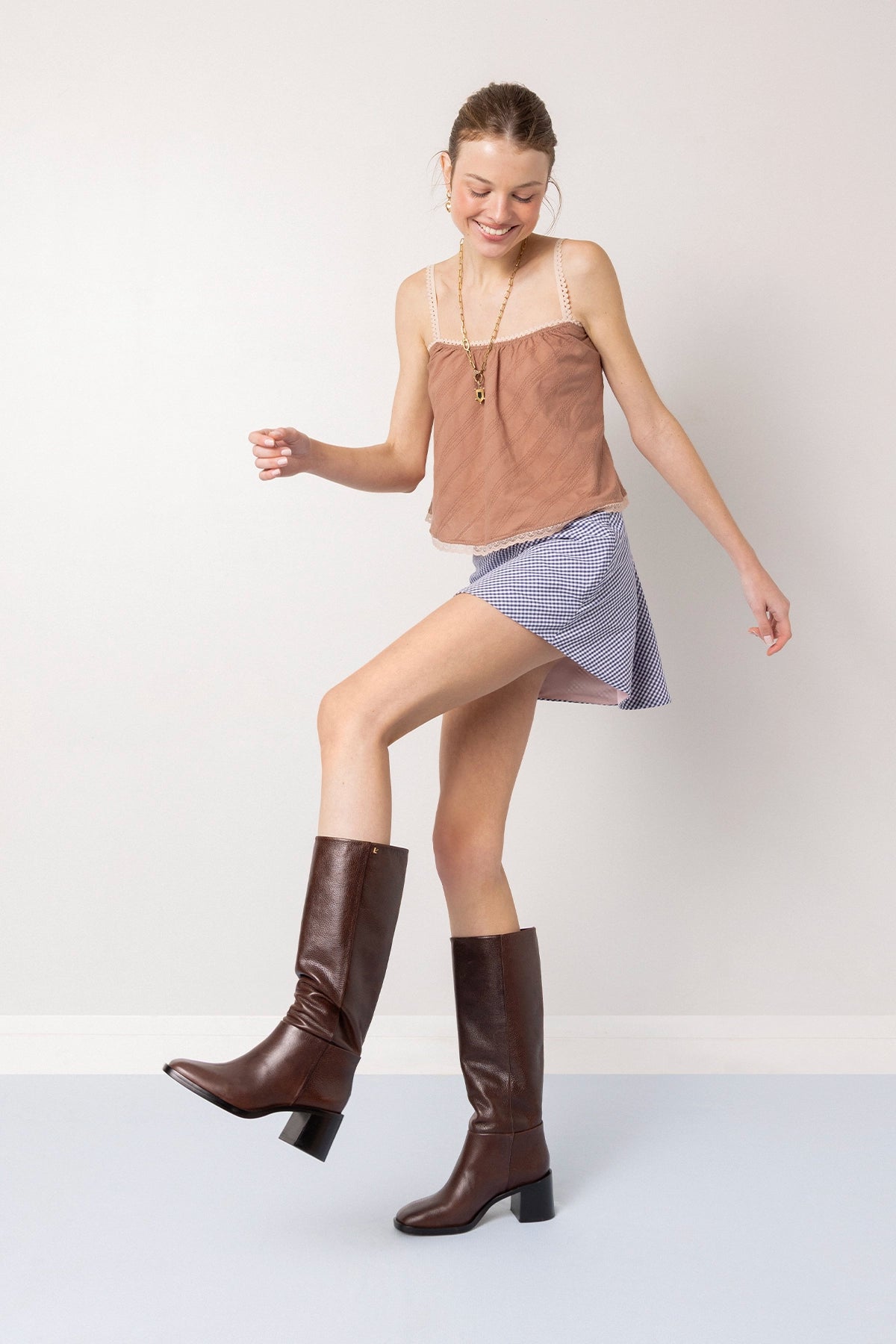The Perfect Tank Top Mocha Striped Cotton