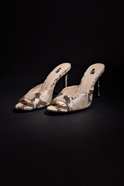 Jasmine Hi Mule In Snake Printed Neutral