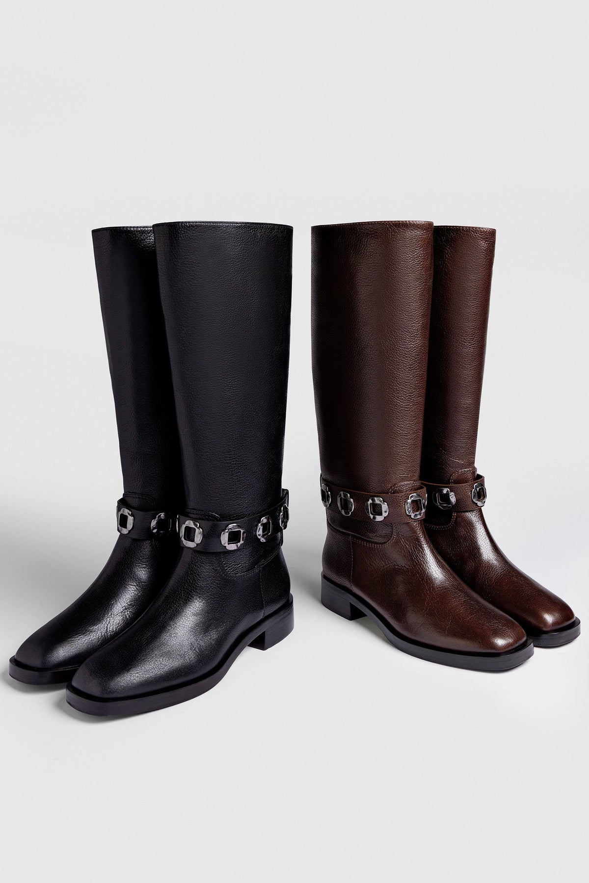 Milan Flat Boot In Brown Leather