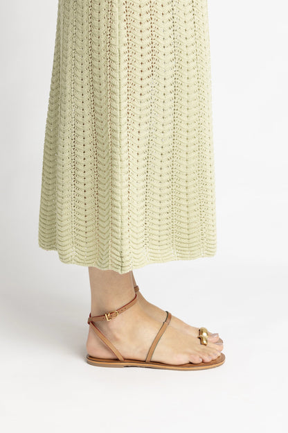 Biarritz Flat Sandal In Light Caramel Leather
