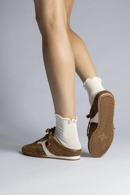 Stella Mule In Russet Suede and Ivory Leather