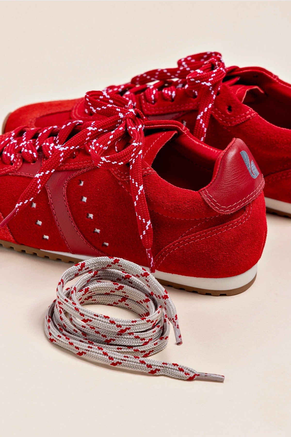Stella Sneaker In Scarlet Suede and Blood Red Leather