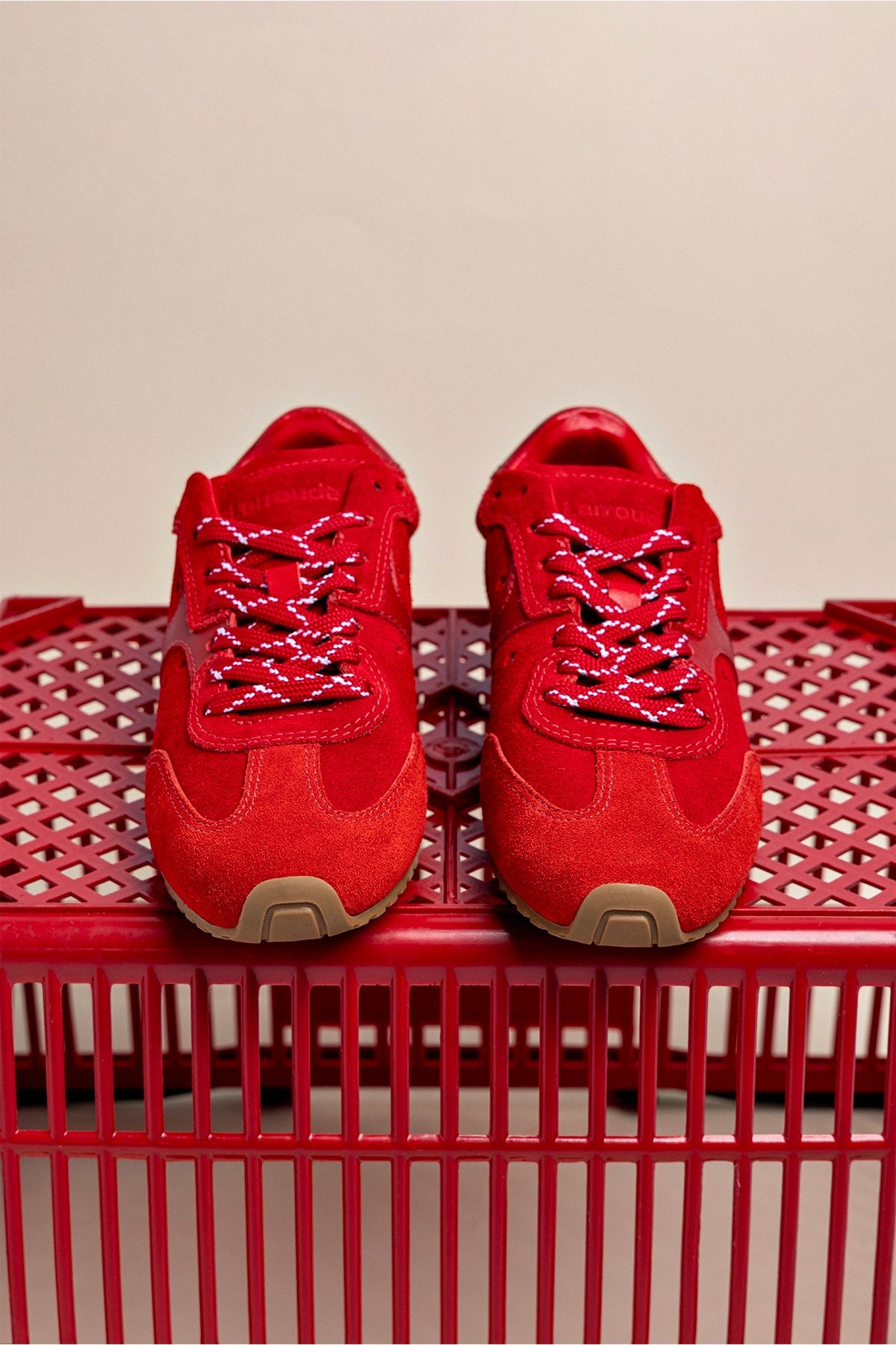 Stella Sneaker In Scarlet Suede and Blood Red Leather