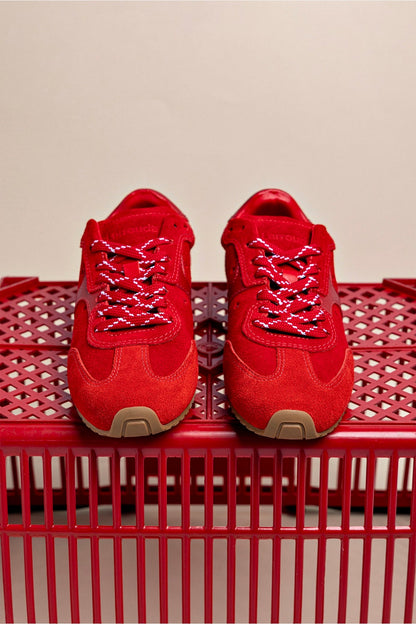 Stella Sneaker In Scarlet Suede and Blood Red Leather