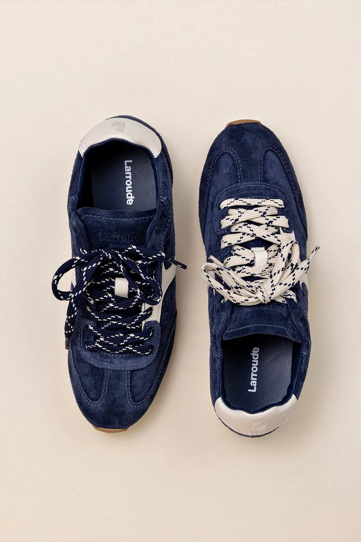 Stella Sneaker In Navy Suede and Ivory Leather